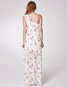 One Shoulder Floral Printed Dress