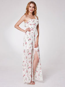 One Shoulder Floral Printed Dress