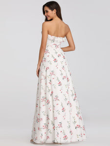 Strapless Floral Printed Bridesmaid