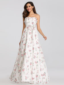 Strapless Floral Printed Bridesmaid