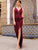 Vneck Burgundy Fishtail Dress