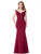 Vneck Burgundy Fishtail Evening Dresses