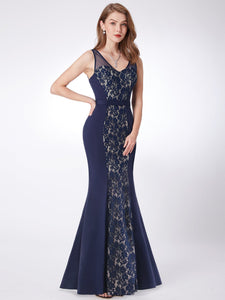 Vneck Lace Fishtail Evening Dresses