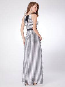 New  Fhion Stripe Floor Legnth Prom Evening Dresses