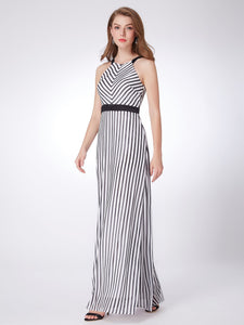 New  Fhion Stripe Floor Legnth Prom Evening Dresses