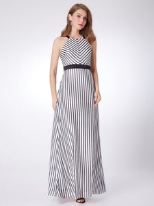 New  Fhion Stripe Floor Legnth Prom Evening Dresses