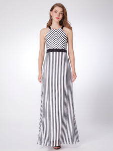 New  Fhion Stripe Floor Legnth Prom Evening Dresses