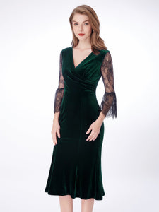 Fhion Lace Velvet Vneck Cocktail Dresses F