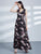 Fhion Flower Print Vneck Evening Dresses