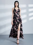 Fhion Flower Print Spaghetti Straps Evening Dresses