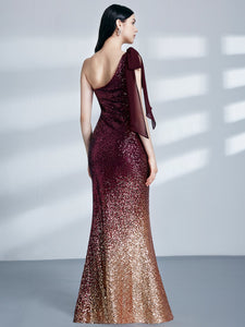 Fhion Sequins Floor Length Single Shoulder Evening Dresses