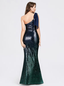 Fhion Sequins Floor Length Single Shoulder Evening Dresses