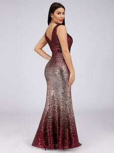 Sequins Floor Length Vneck Dress