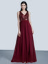 Fhion Sequins Chiffon Floor Length Vneck Evening Dresses