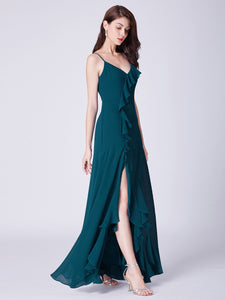 Fhion A Line V Neck Long Chiffon Formal Evening Dresses