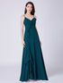 Fhion A Line V Neck Long Chiffon Formal Evening Dresses