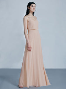 Fhion Chiffon Floor Length Vneck Bridesmaid Dresses