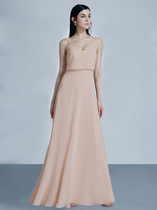 Fhion Chiffon Floor Length Vneck Bridesmaid Dresses