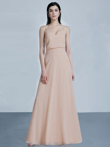 Fhion Chiffon Floor Length Vneck Bridesmaid Dresses