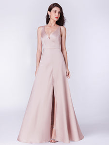 Long V Neck Sleeveless Formal Evening Dress