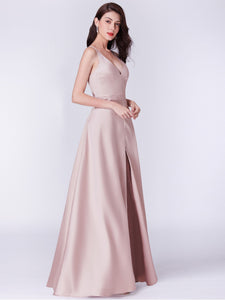 Long V Neck Sleeveless Formal Evening Dress