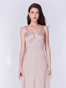 Long V Neck Sleeveless Formal Evening Dress