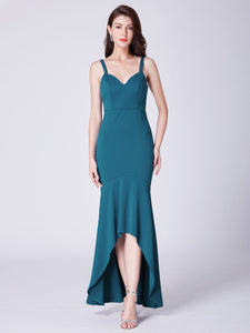 Spaghetti Straps V Neck High-Low Cocktail Party Dress F