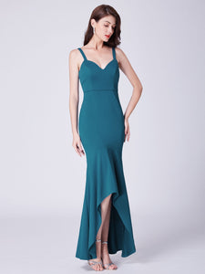 Spaghetti Straps V Neck High-Low Cocktail Party Dress F