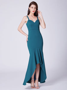 Spaghetti Straps V Neck High-Low Cocktail Party Dress F