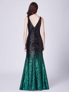 Deep V Neck Sequin Long Formal Evening Prom Dress