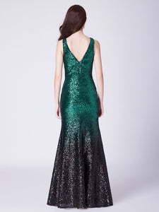 Deep V Neck Sequin Long Formal Evening Prom Dress