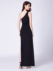 Ever Pretty Long Black One-Shoulder Evening Dress