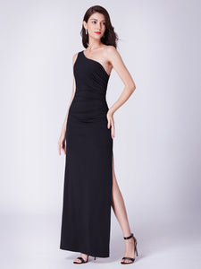 Ever Pretty Long Black One-Shoulder Evening Dress