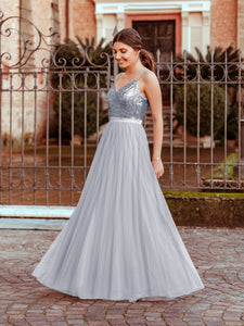 A Line Long Tulle Bridesmaid Dresses