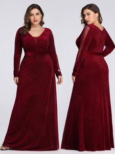 Deep V Neck Long Sleeves Evening Cocktail Dress