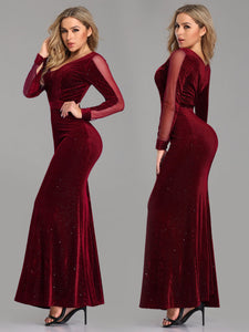 Deep V Neck Long Sleeves Evening Cocktail Dress