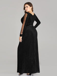 Deep V Neck Long Sleeves Evening Cocktail Dress