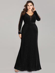 Deep V Neck Long Sleeves Evening Cocktail Dress