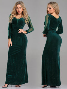 Deep V Neck Long Sleeves Evening Cocktail Dress