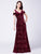 Burgundy V Neck Fishtail Sequined Evening Prom Dress Floor Length