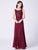 Burgundy A-Line Long Formal Sequin Prom Dress F