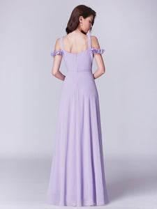 Ever Pretty  A Line Cold-Shoulder Long Chiffon Bridesmaid Dress E