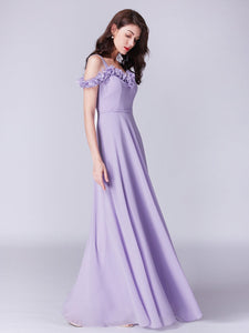 Ever Pretty  A Line Cold-Shoulder Long Chiffon Bridesmaid Dress E