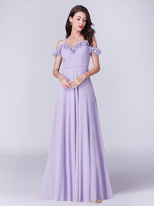 Ever Pretty  A Line Cold-Shoulder Long Chiffon Bridesmaid Dress E