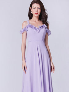 Ever Pretty  A Line Cold-Shoulder Long Chiffon Bridesmaid Dress E