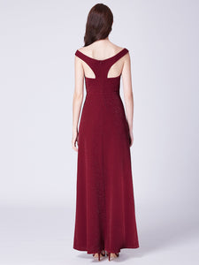 Cold-Shoulder Long Formal Evening Dress