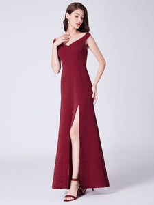 Cold-Shoulder Long Formal Evening Dress