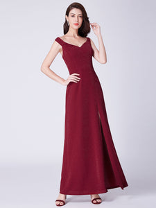 Cold-Shoulder Long Formal Evening Dress