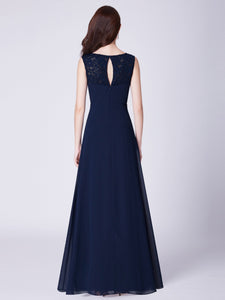 Fhion A-Line V-Neck Long Pleated Bridesmaid Dress