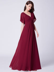 V Neck Long Chiffon Formal Evening Dresses